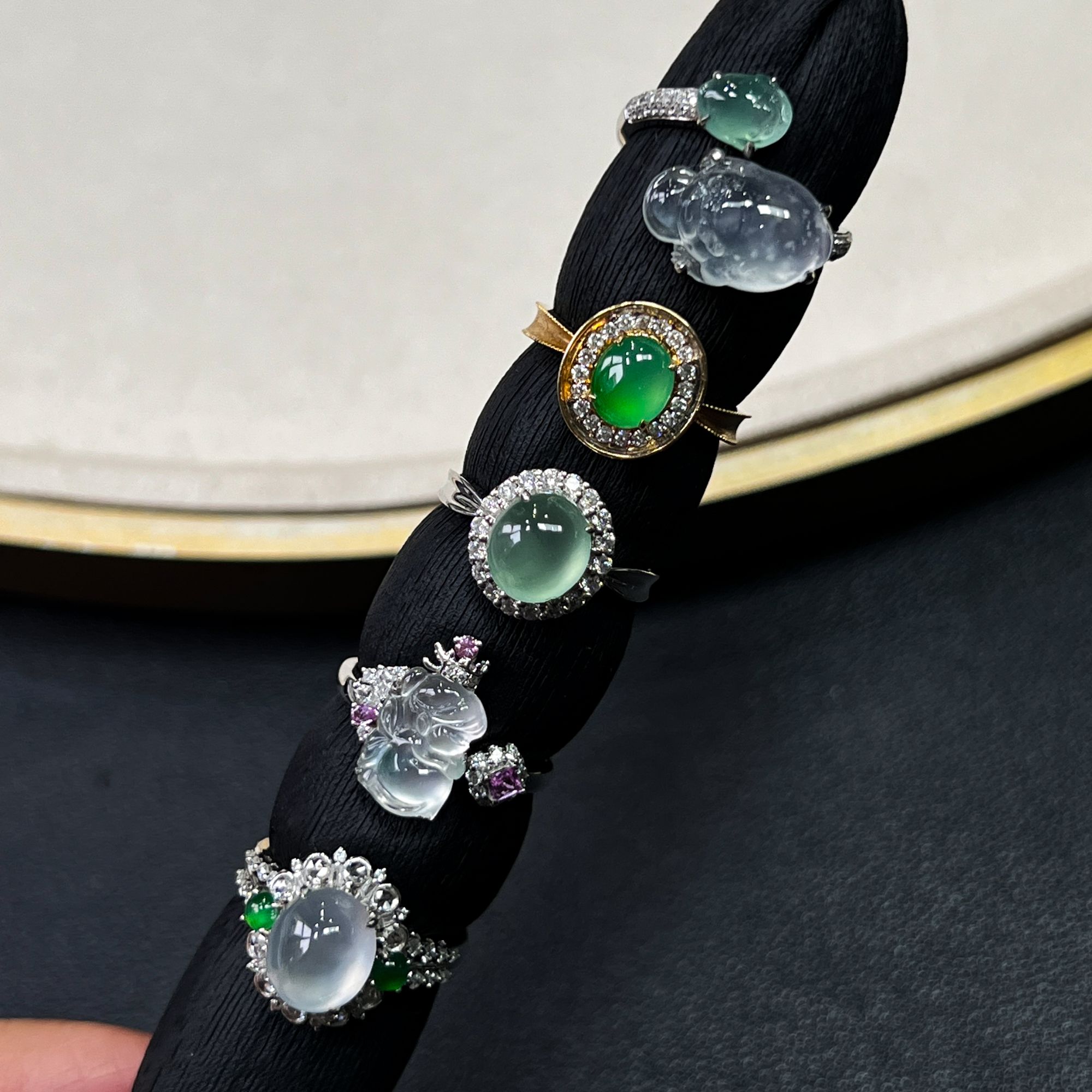 翡翠戒指1件-18K金-多样性发货只发一件-H1-BK|CXQ21