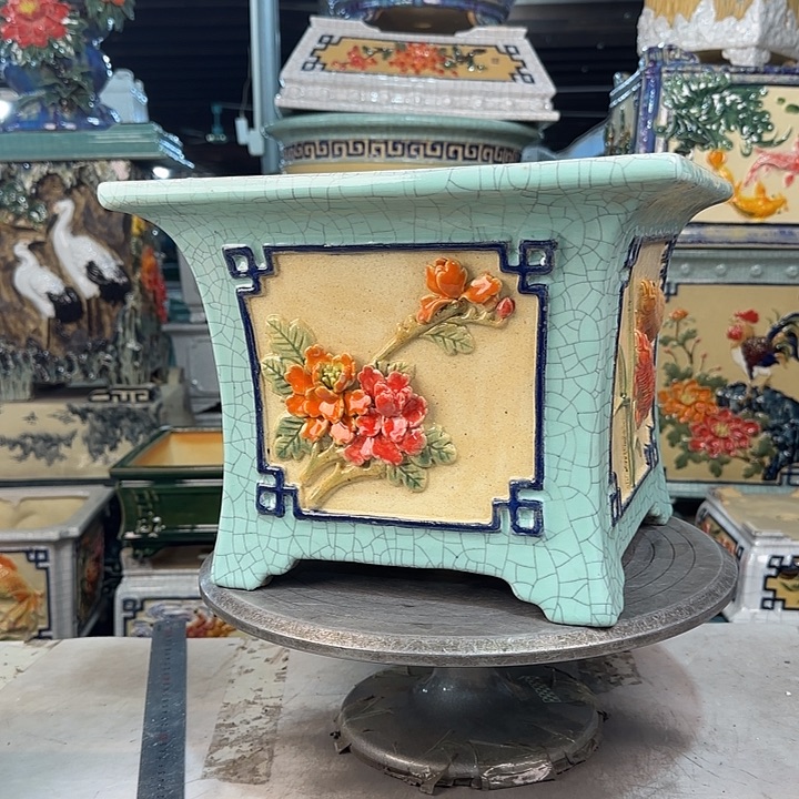 红陶八***三花盆