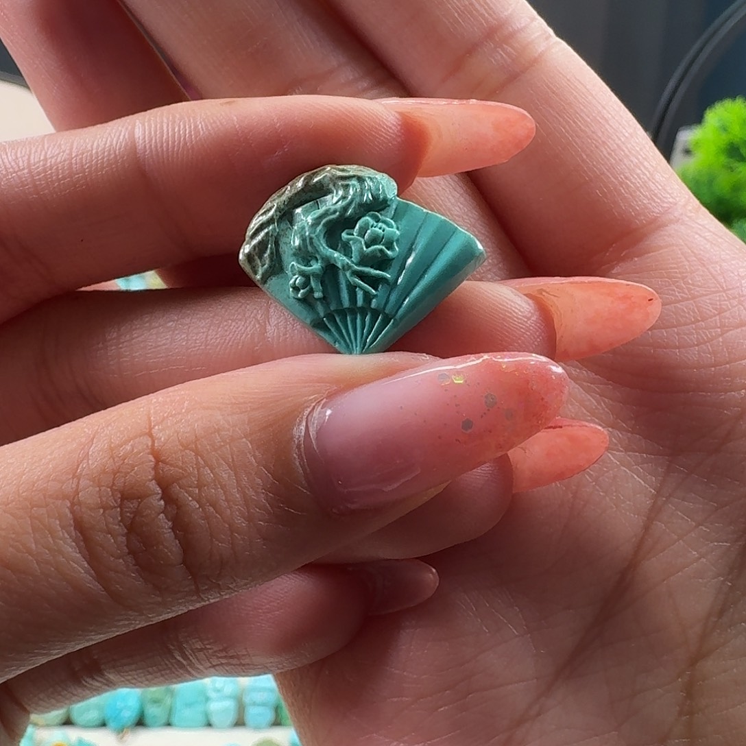 绿松石未镶嵌吊坠(不含链)扇子