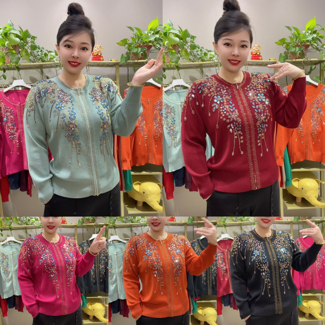 956新款减龄显气质高温重工高端时尚开衫