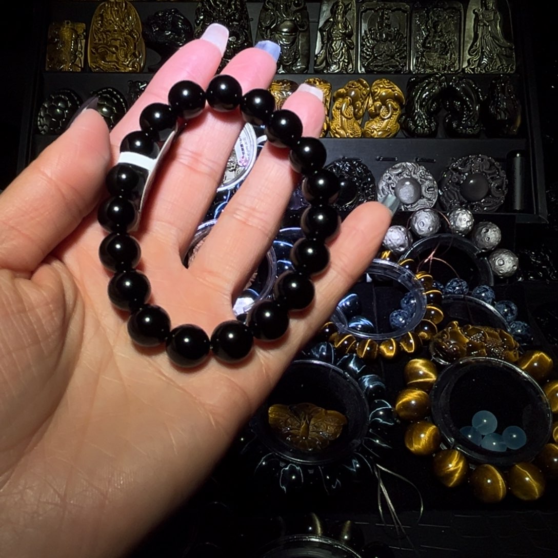 未镶嵌黑曜岩手链网****不黑曜石10m