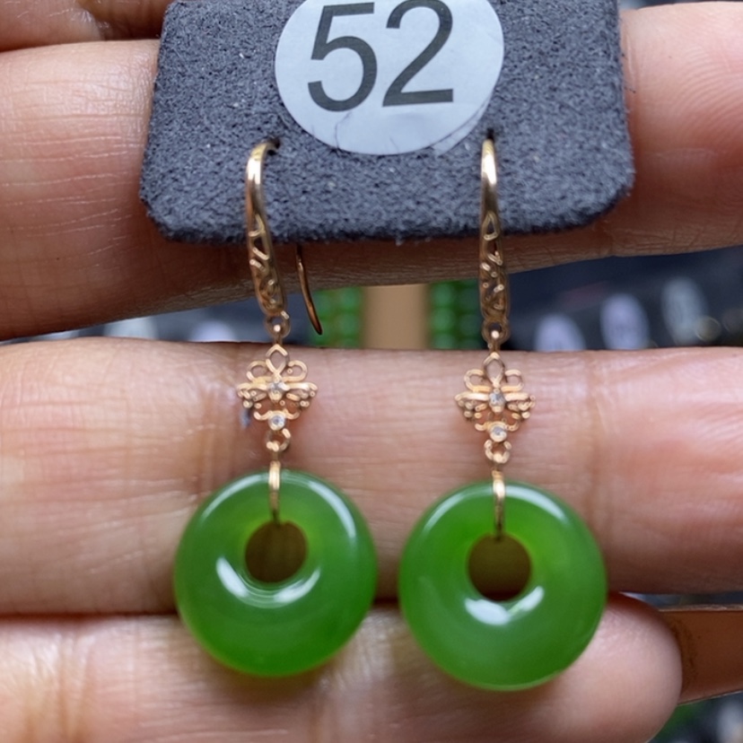 【闪购商品】和田玉耳饰18K金镶嵌