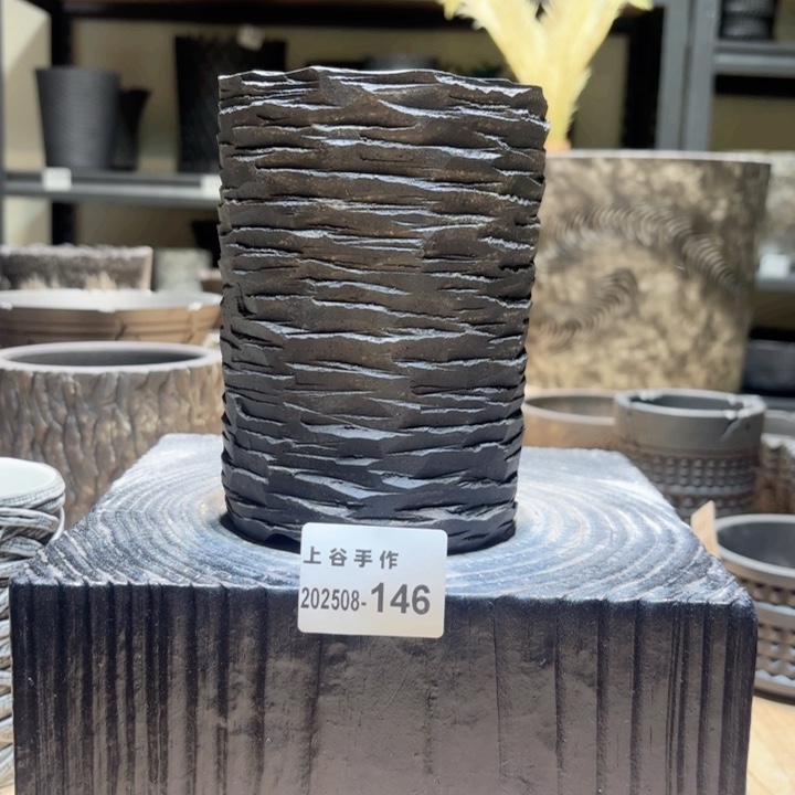 内口9高14块根盆黑陶