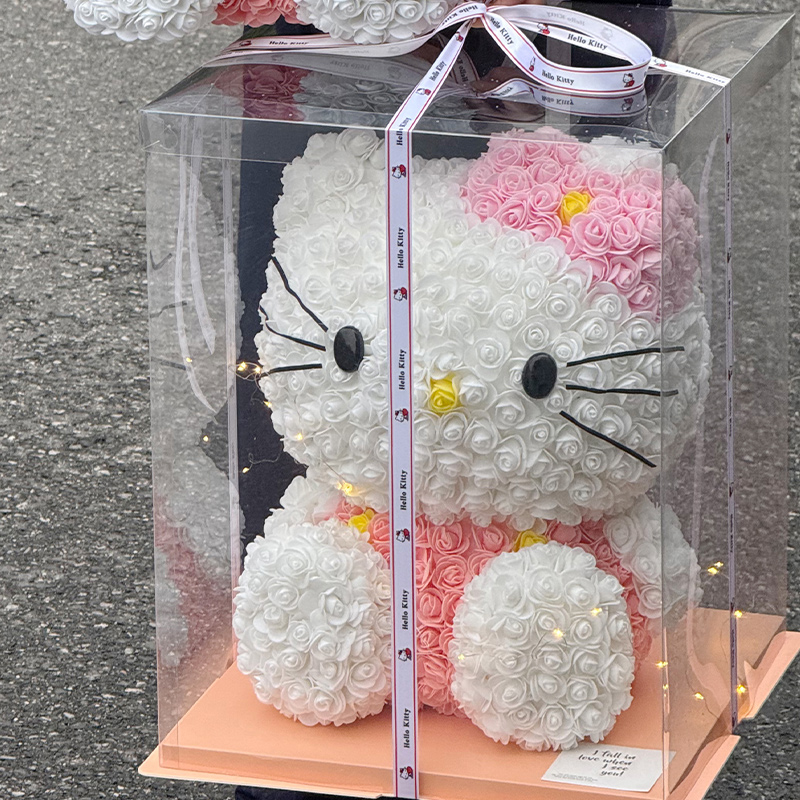 卡通kitty猫摆件香皂花情人节成品礼物仿真花送女友生日礼品