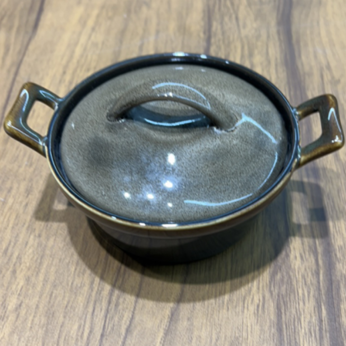 D043 微瑕 窑变灰 6.5 寸双耳烤碗