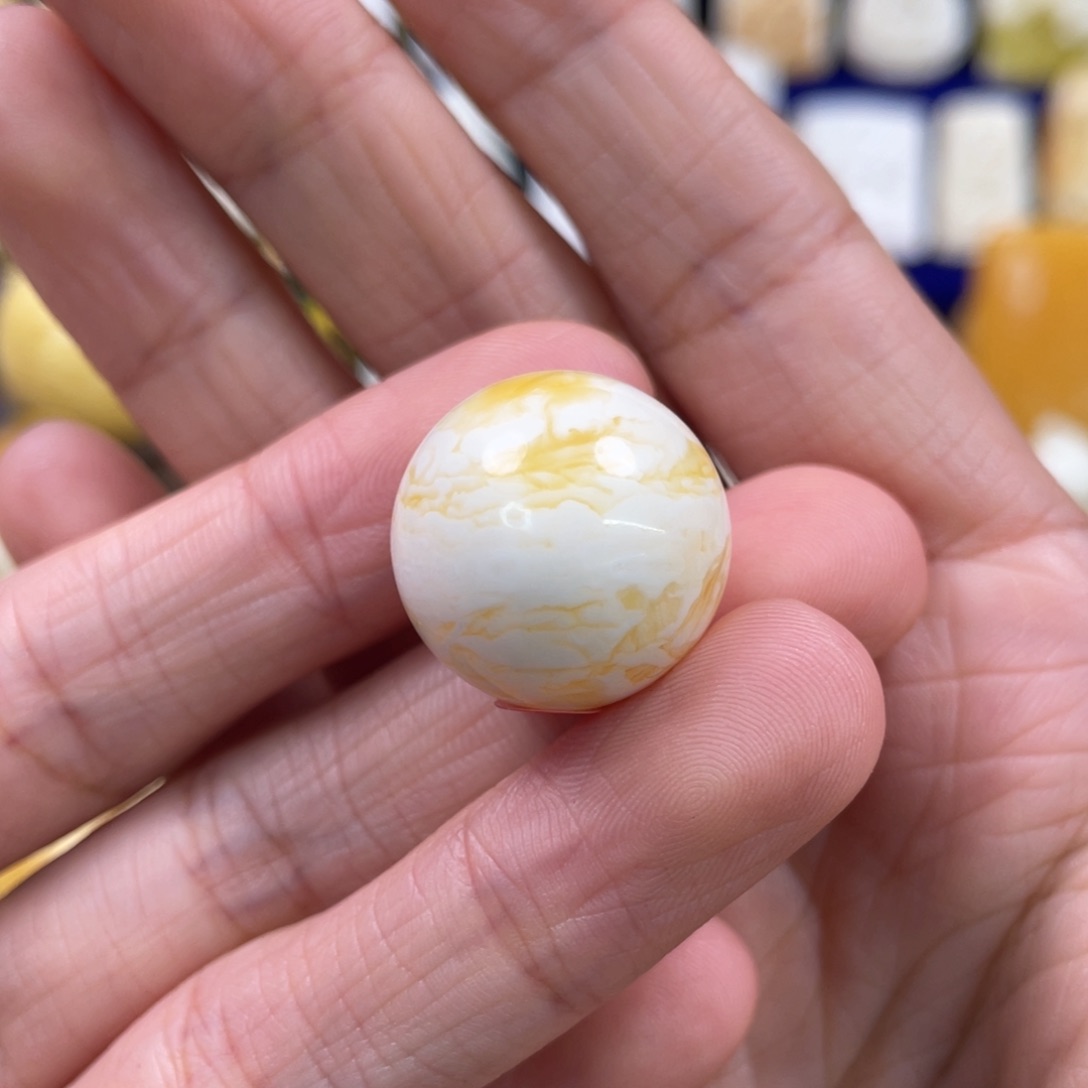 蜜蜡裸石未镶嵌琥珀蜜蜡珠子卡19mm