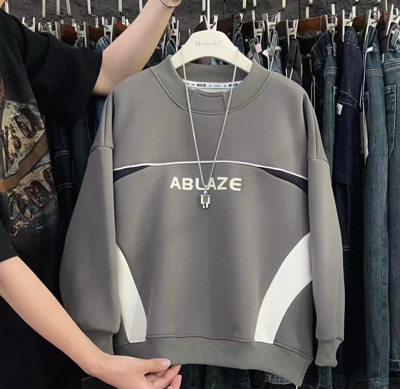 秋冬男童女童加绒卫衣豆绿色 6005铂系