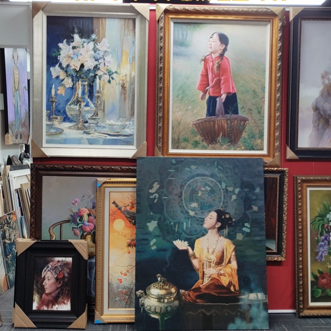 带灯款用****4纯手绘油画无框