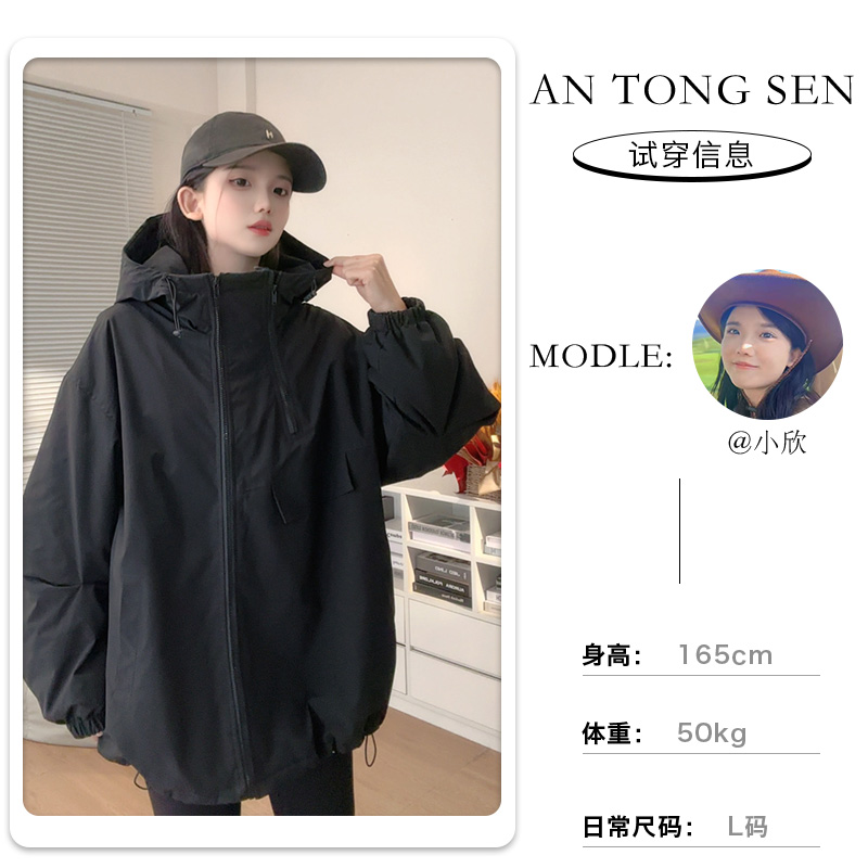 【棉服现货现发】连帽宽松情侣设计感小众双拉链潮流加厚夹棉棉服