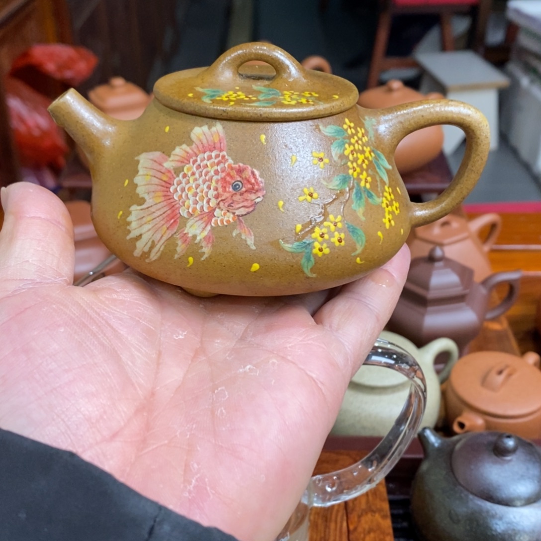 紫砂茶壶紫砂壶金黄段柴烧……