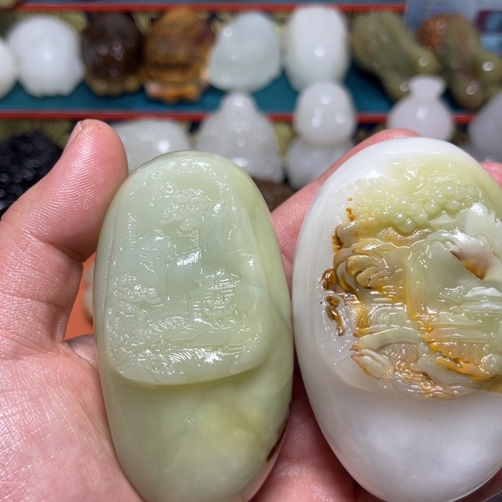 手***5石材天然方解石手把件不退换