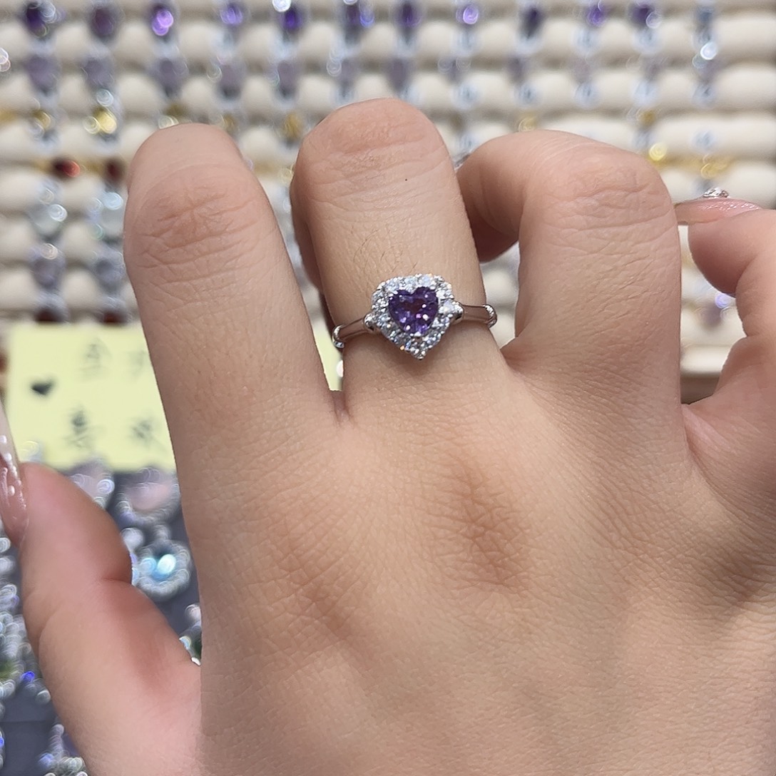 紫晶戒指银S925镶嵌