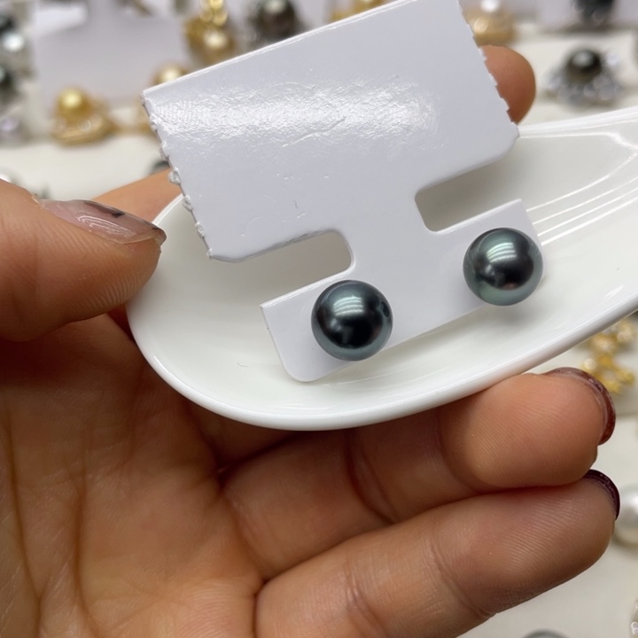 海水珍珠耳饰银S925镶嵌