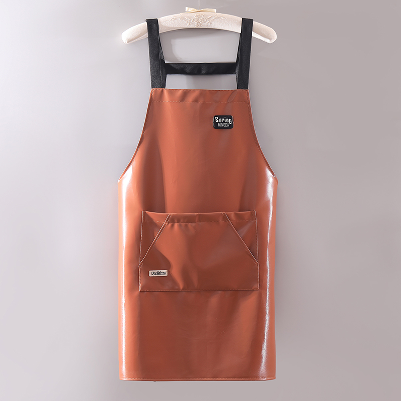 PU软皮防水防油围裙厨房专用男女上班餐饮围腰耐磨加厚水产工作服