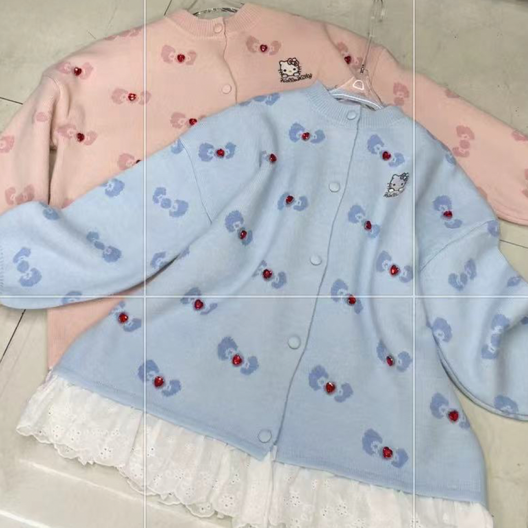 媛媛欧货 实拍改可爱KT猫宽松大版保暖针织外套