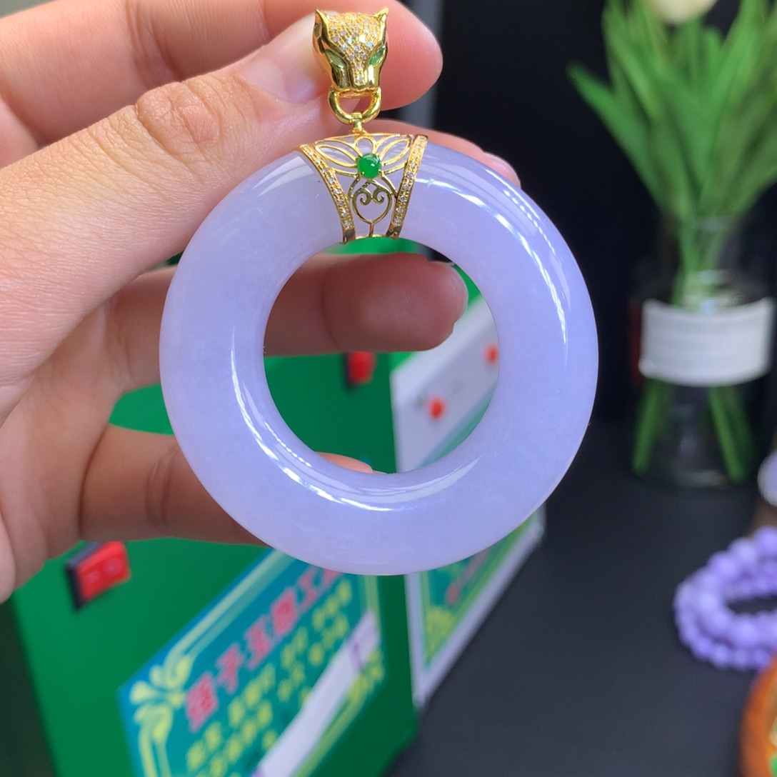 翡翠颈饰18K金镶嵌宝**天然