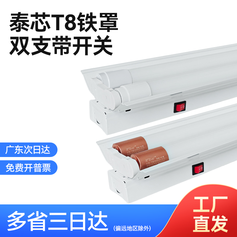 工厂批发泰芯T8铁罩双支带开关