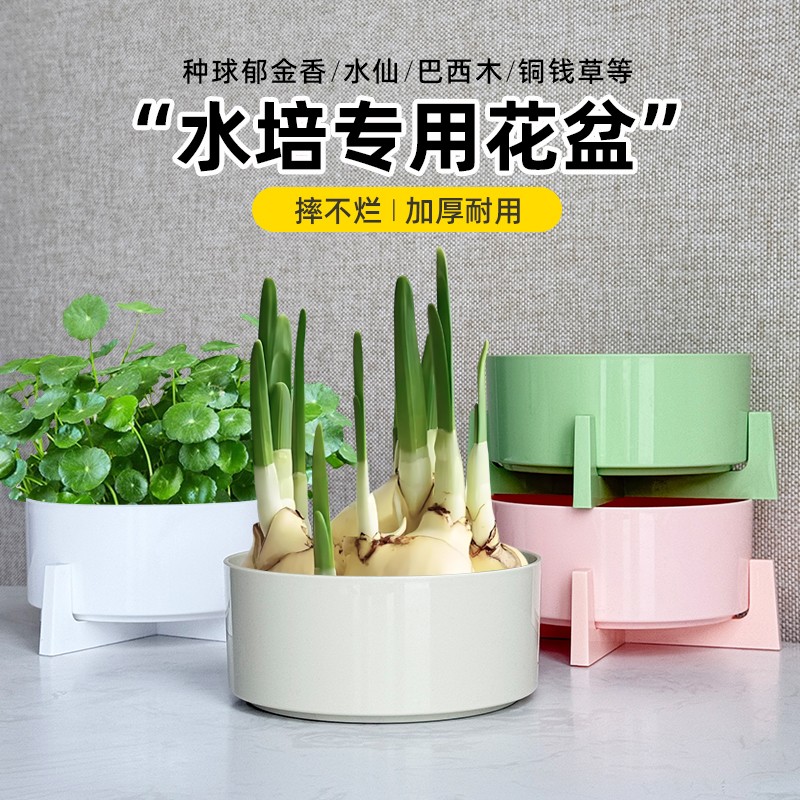 水培花盆塑料树脂水仙花盆巴西木一叶莲绿萝铜钱草专用无孔碗莲盆