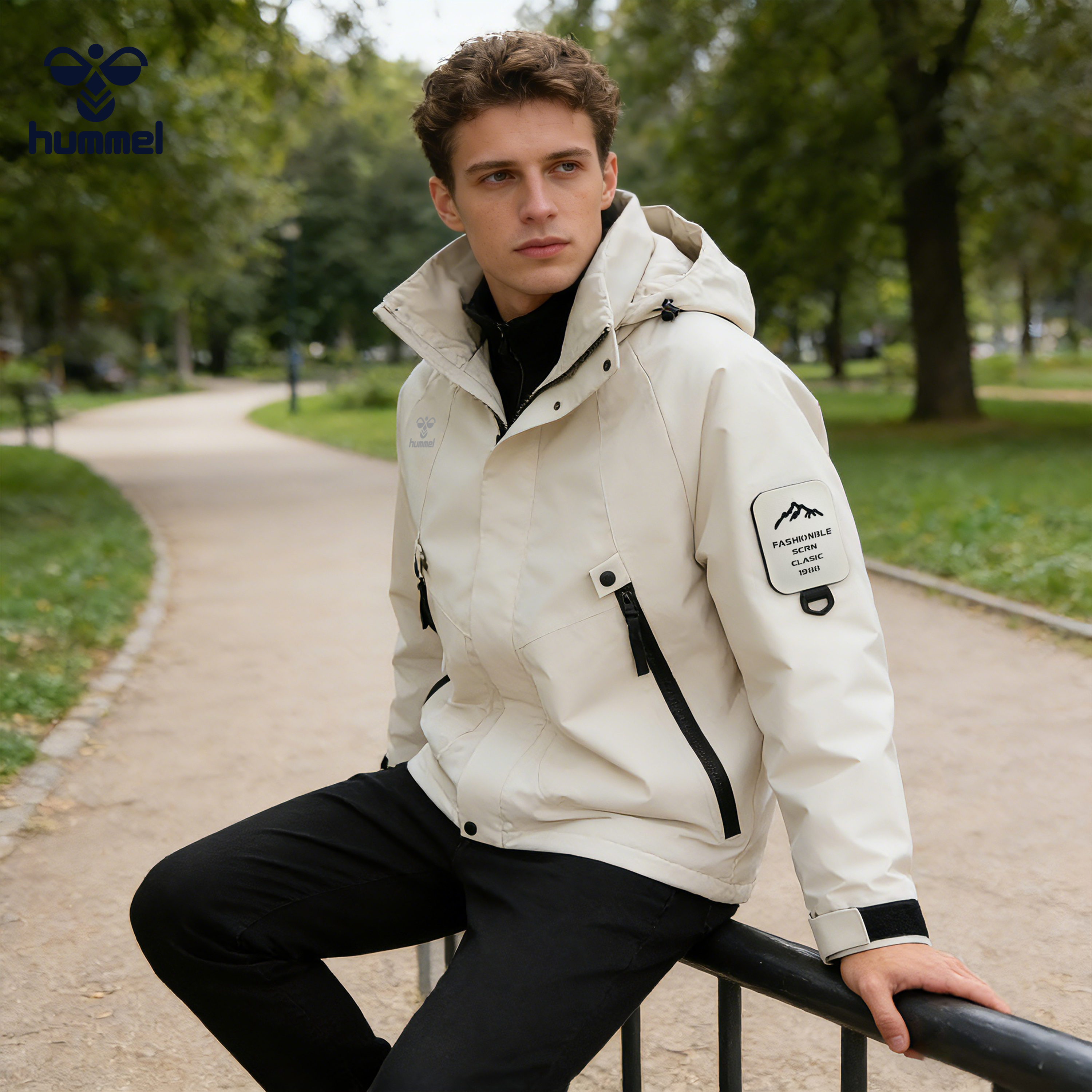 HUMMEL户外运动时尚百搭保暖棉服男女潮流外套防风连帽登山服