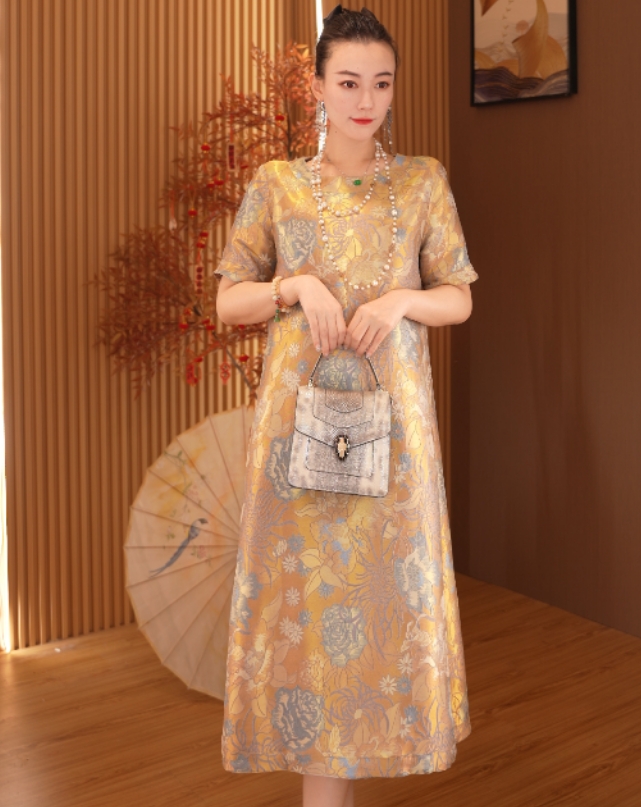 盛世蓝颜|新中式改良款双面穿女装中长款连衣裙2025B8394夏秋