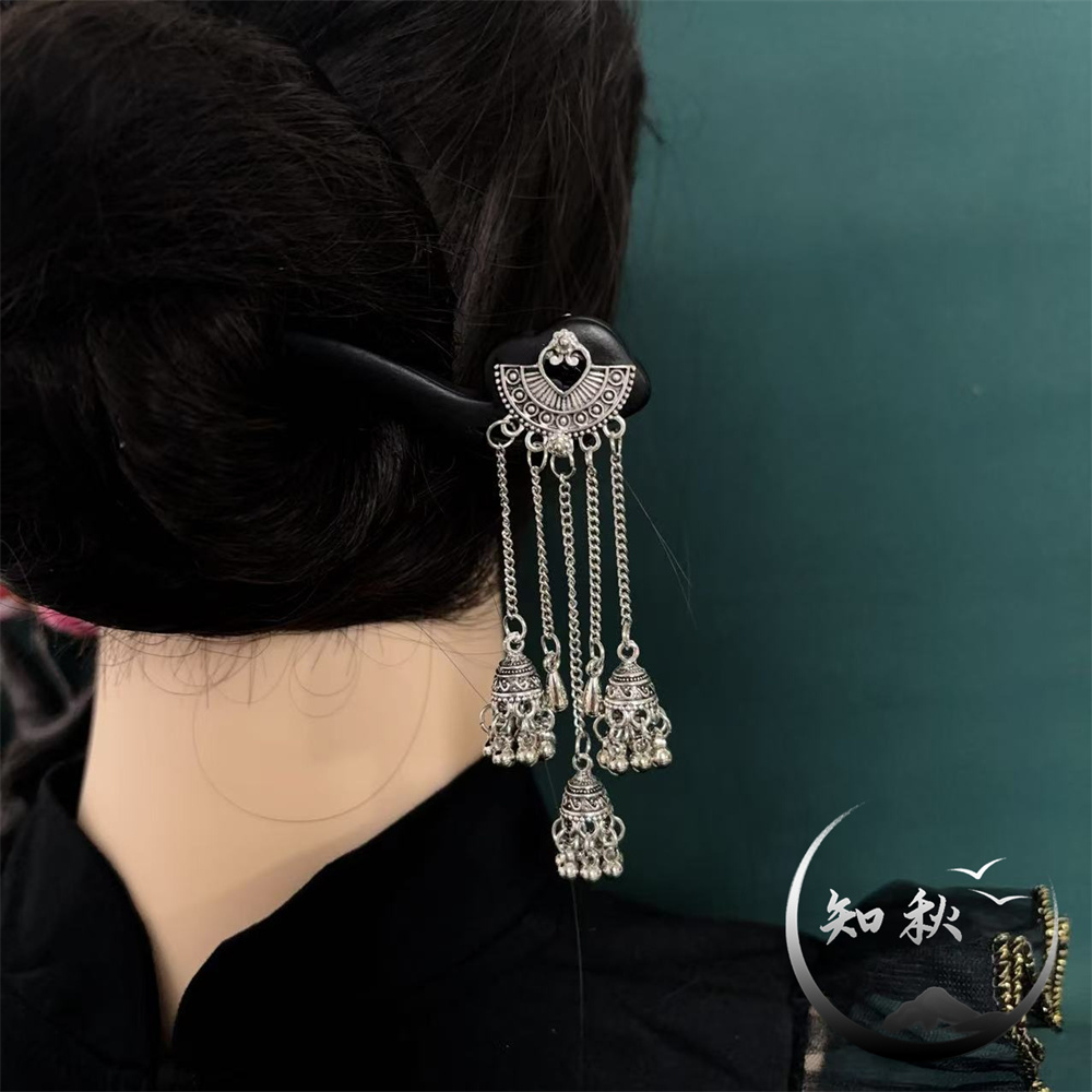 a552【藏式流苏】原创设计古风发簪女盘发木簪子苗疆风头饰新中式