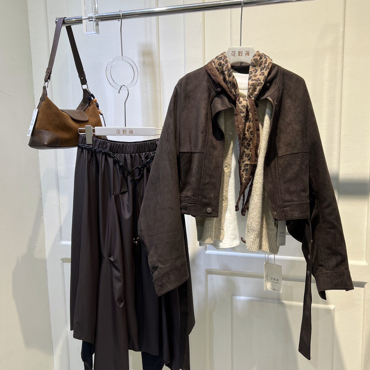 FW花聆海/秋冬美拉德风麂皮绒立领夹克外套 6 3066