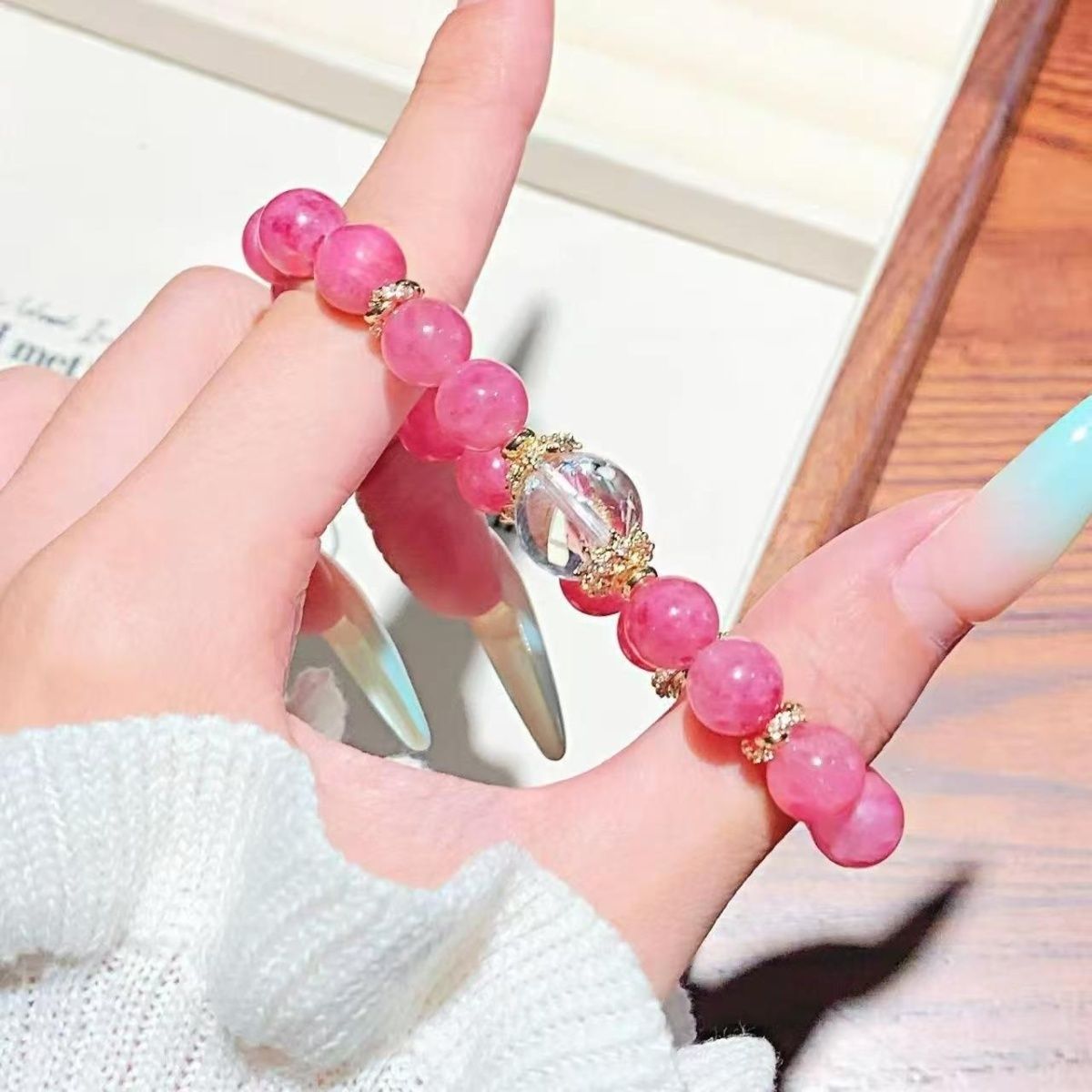 [樱花雨]新中式红蔷薇手串缓解内耗提升爱情运DIY水晶手链