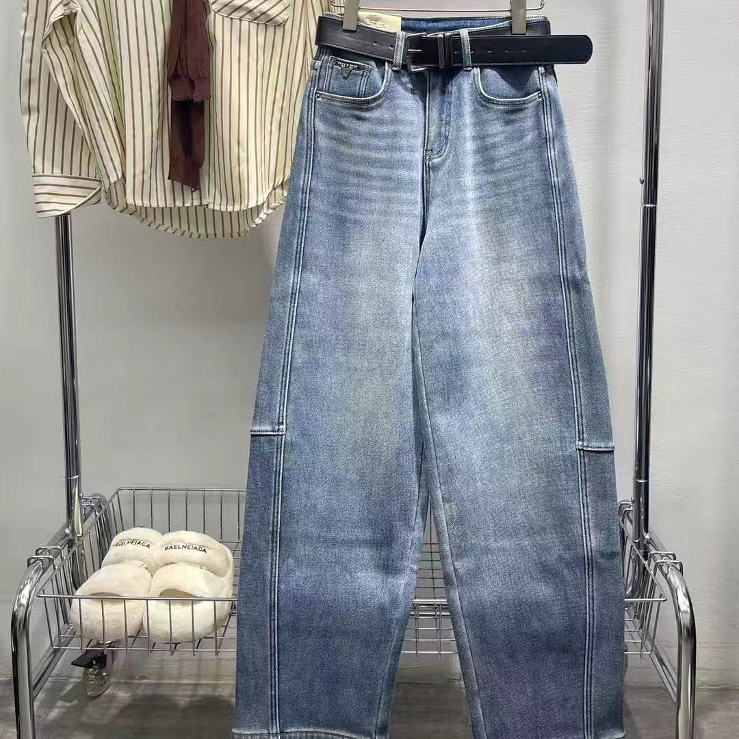 高腰显瘦弯刀牛仔裤2703