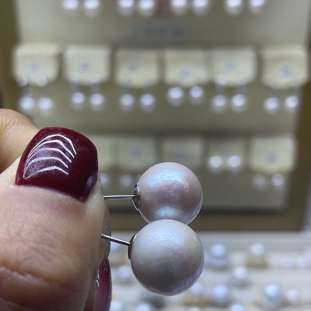 淡水珍珠耳饰银S925镶嵌