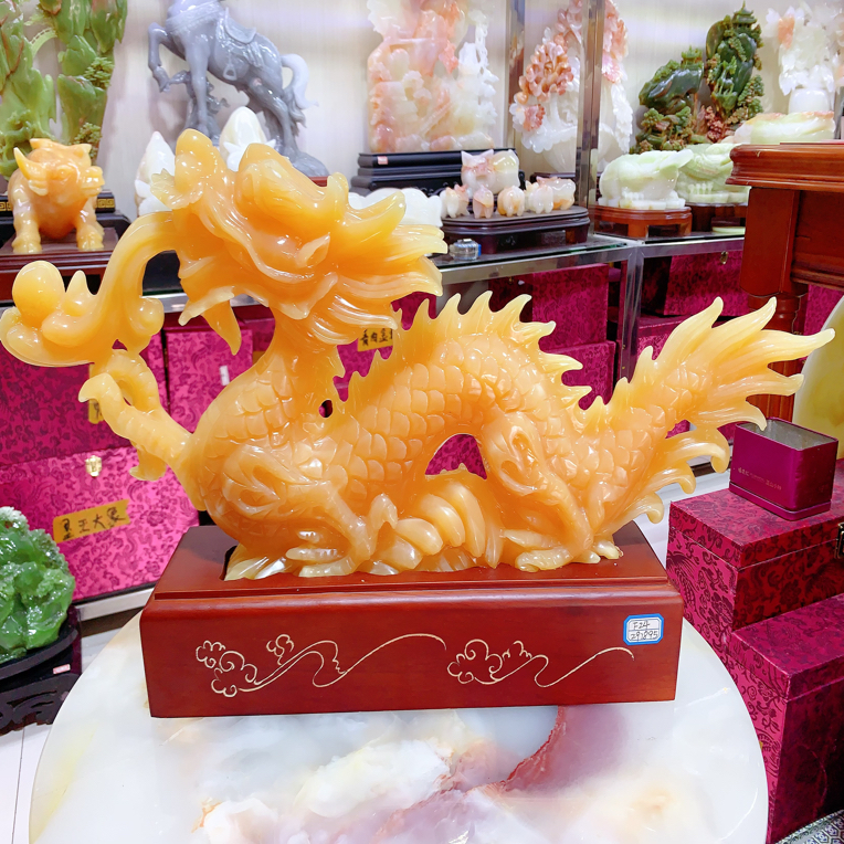 天然玉石金龙摆件手工雕刻玄关摆件家居摆件居家装饰乔迁开业