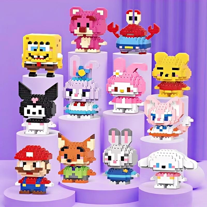 可爱卡通人物熊猫动物微粒积木玩具