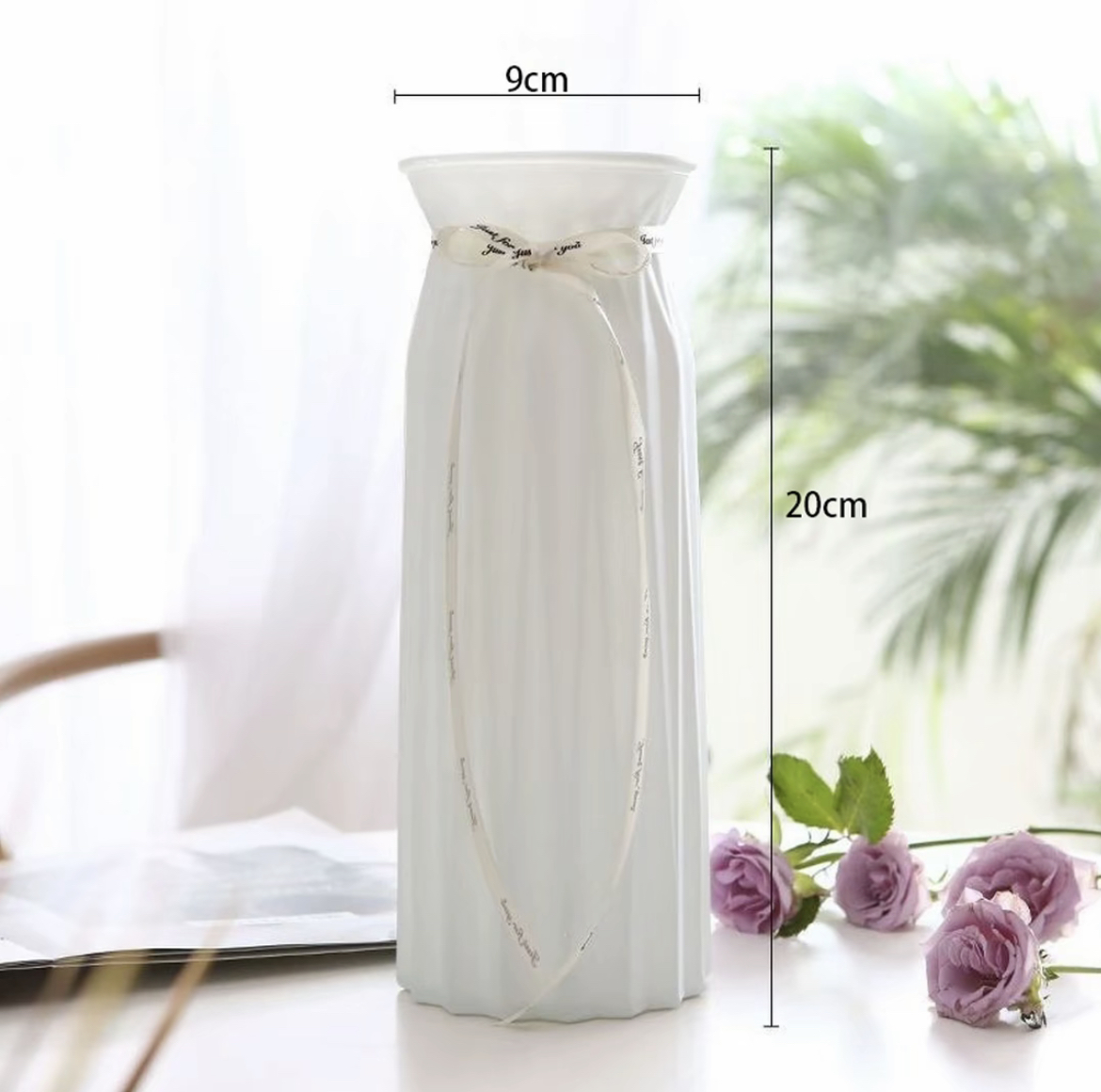 【买一送一到手2个花瓶】简约仿陶瓷白色折纸塑料花瓶勿忘我专用