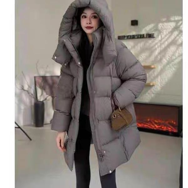 2025冬季韩版宽松加厚棉服女中长款泡芙时尚棉衣连帽反季上衣外套