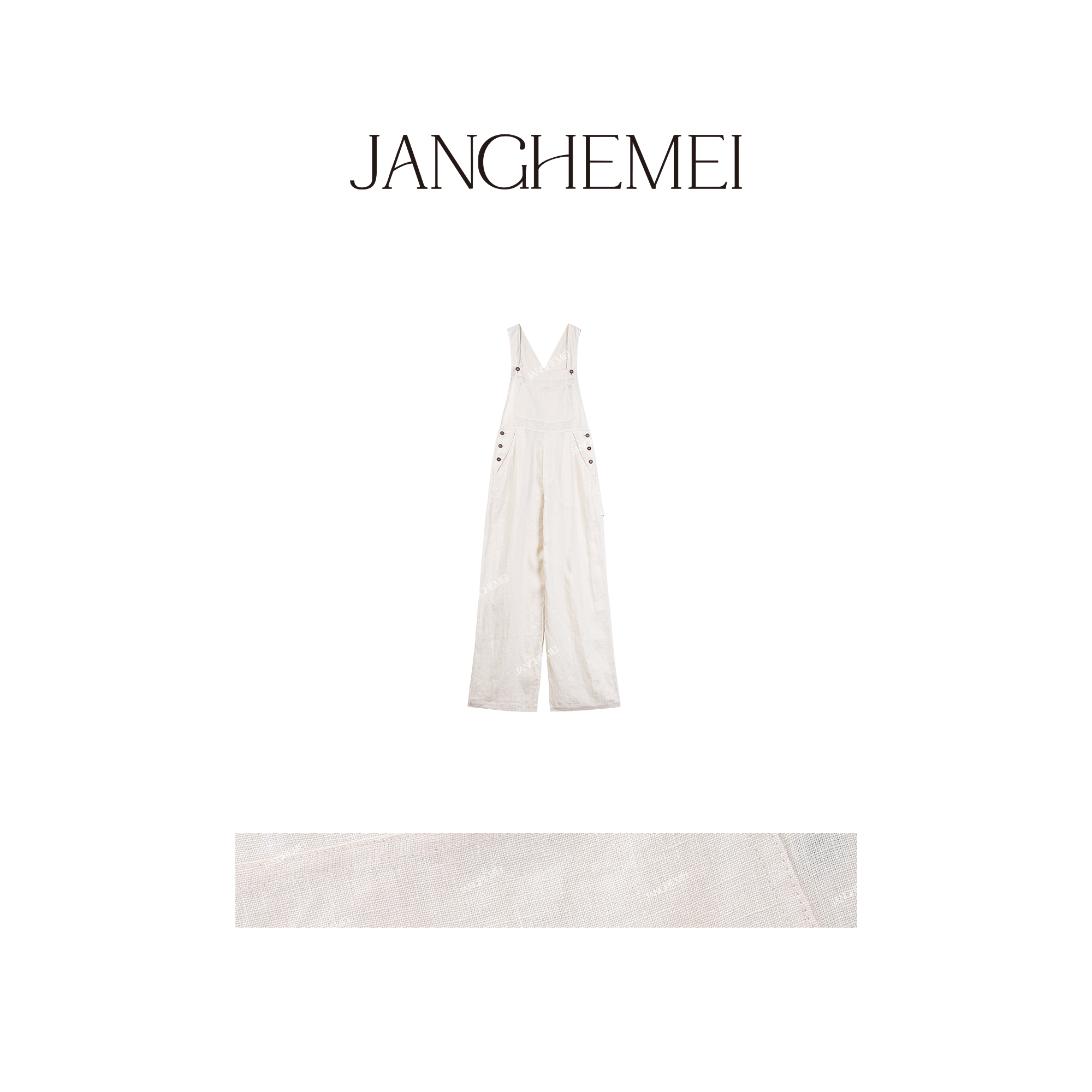 JANGHEMEI【直筒100亚麻背带裤】宽松休闲裤 Q20344M42+Q20345M42
