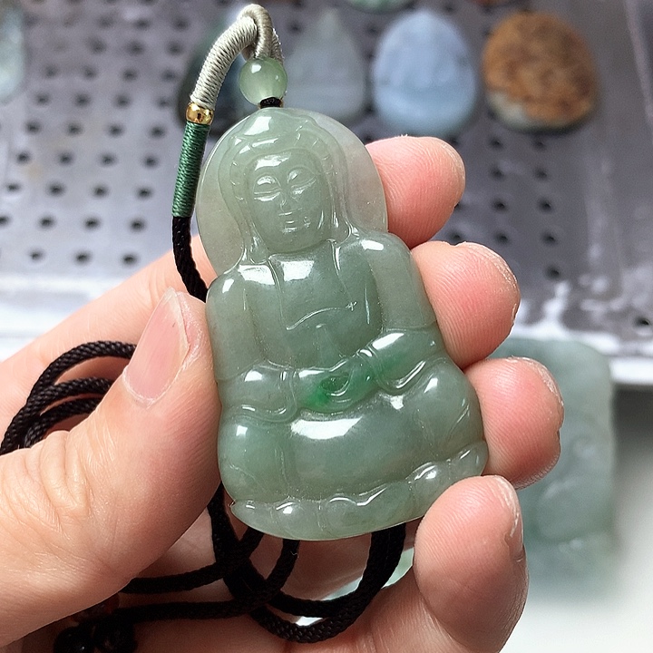 颈饰未镶嵌翡翠缅甸翡翠正装观音牌