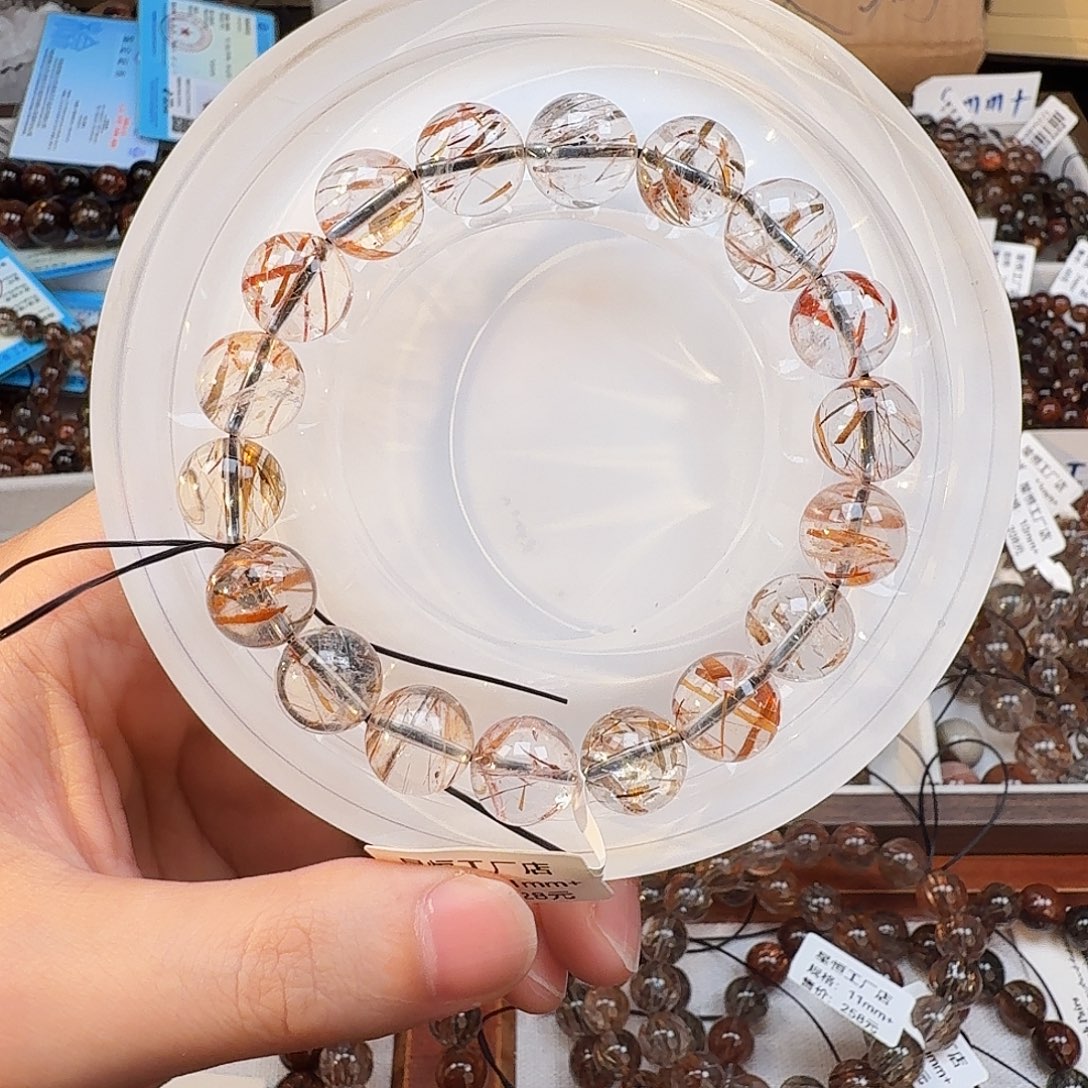 未镶嵌手链发晶天然水晶黑金超七发晶手链手串直播间链接