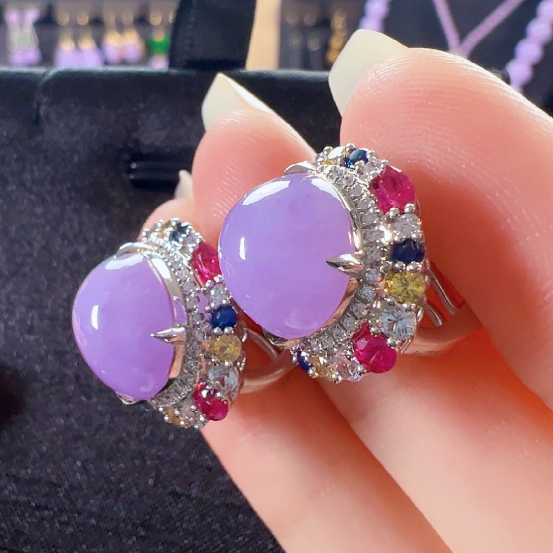 翡翠18K金镶嵌耳饰签收后24小时鉴赏期