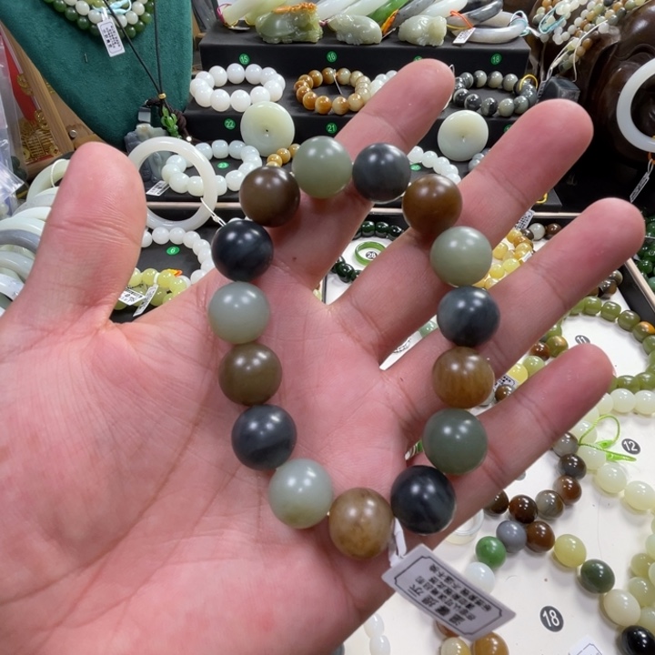 手链未镶嵌和田玉新疆且末青花多宝卡14柔光