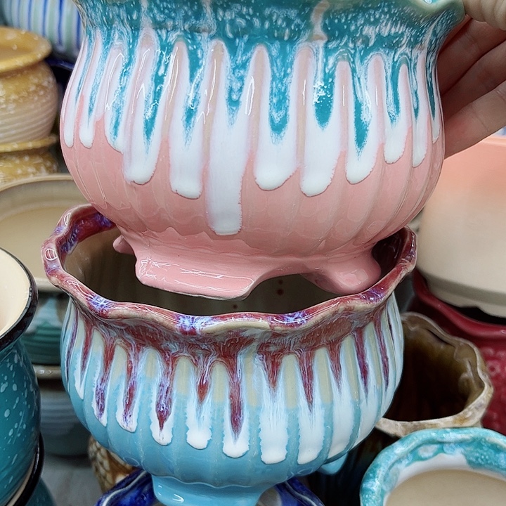 多肉绿植陶瓷花盆9.9包邮，有孔