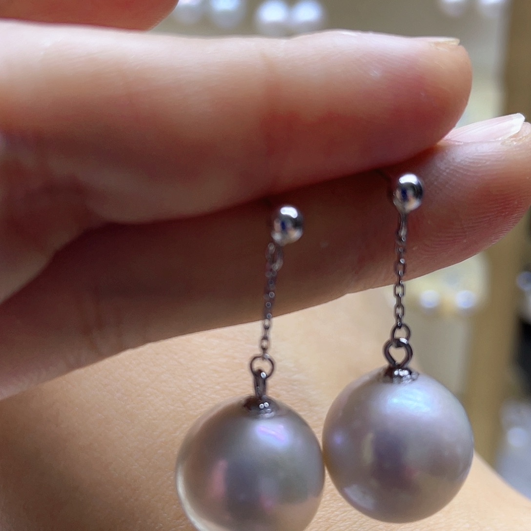 耳饰银S925镶嵌淡水珍珠