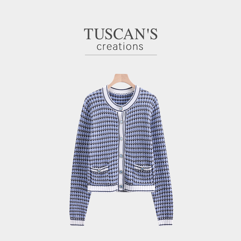 TUSCAN'S CREATIONS百搭针织开衫毛针织衫圆领长袖薄款女时代双鱼