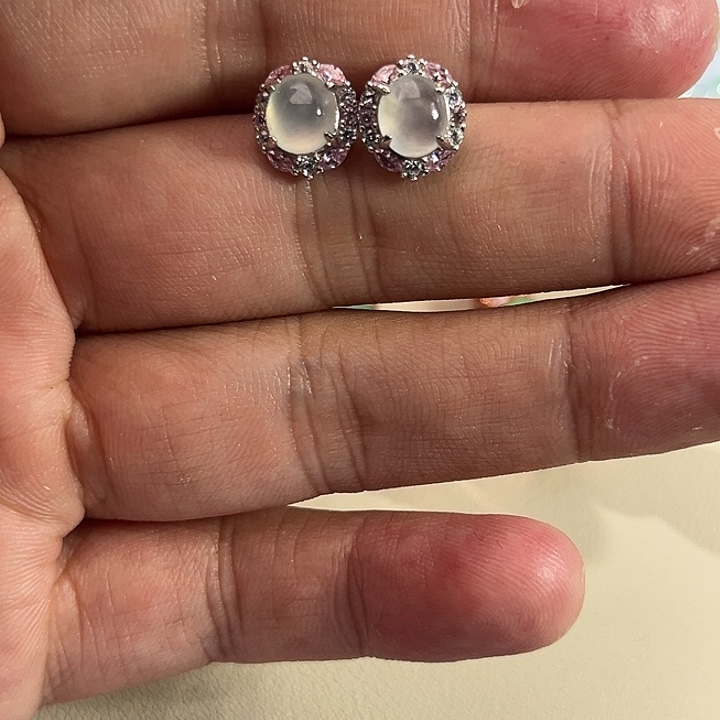 翡翠银S925镶嵌耳钉