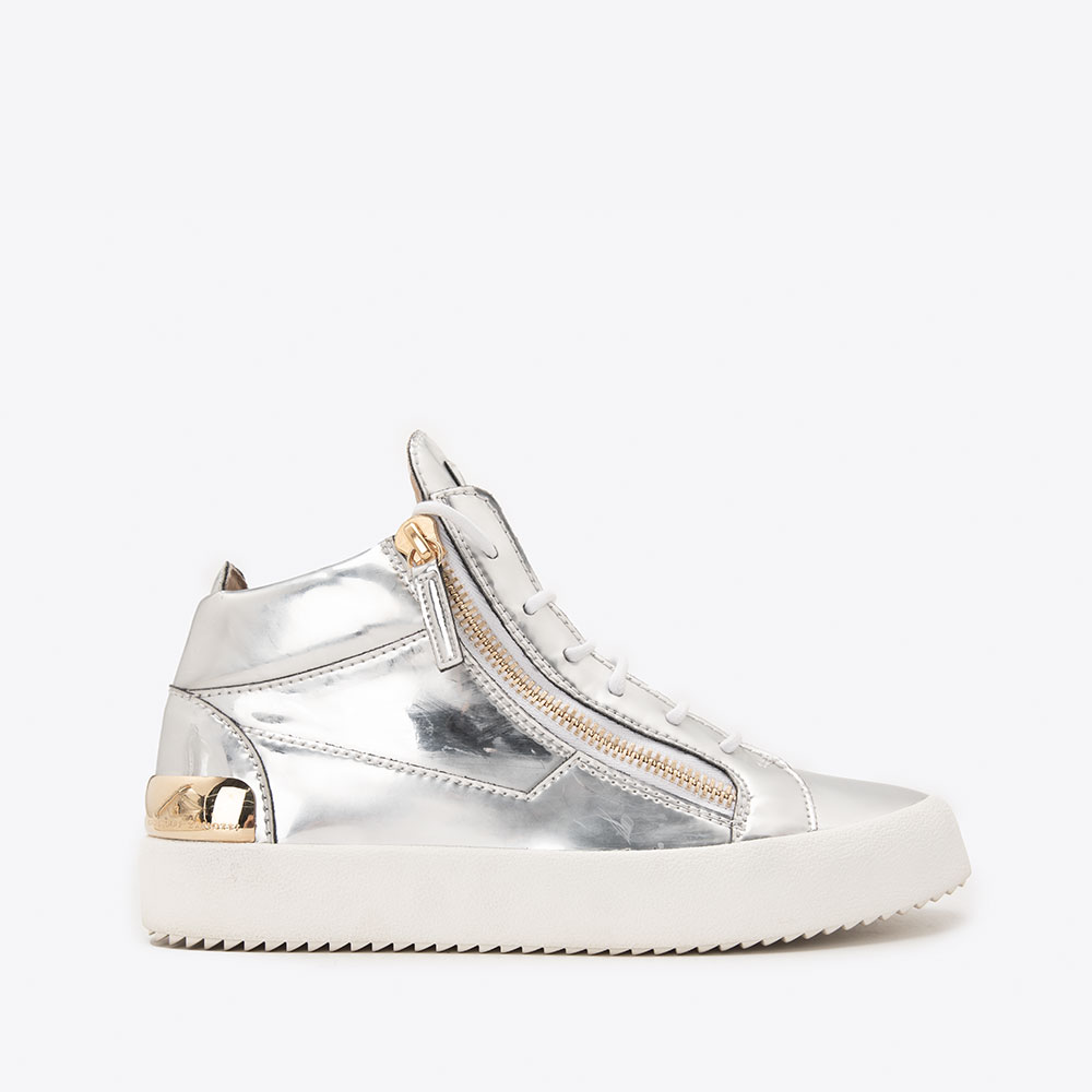 GIUSEPPE ZANOTTI GZ牛皮银色男士双拉链中帮运动鞋RM00020/001