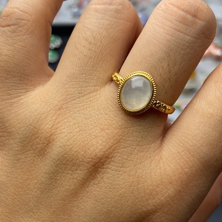 翡翠戒指银S925镶嵌戒指