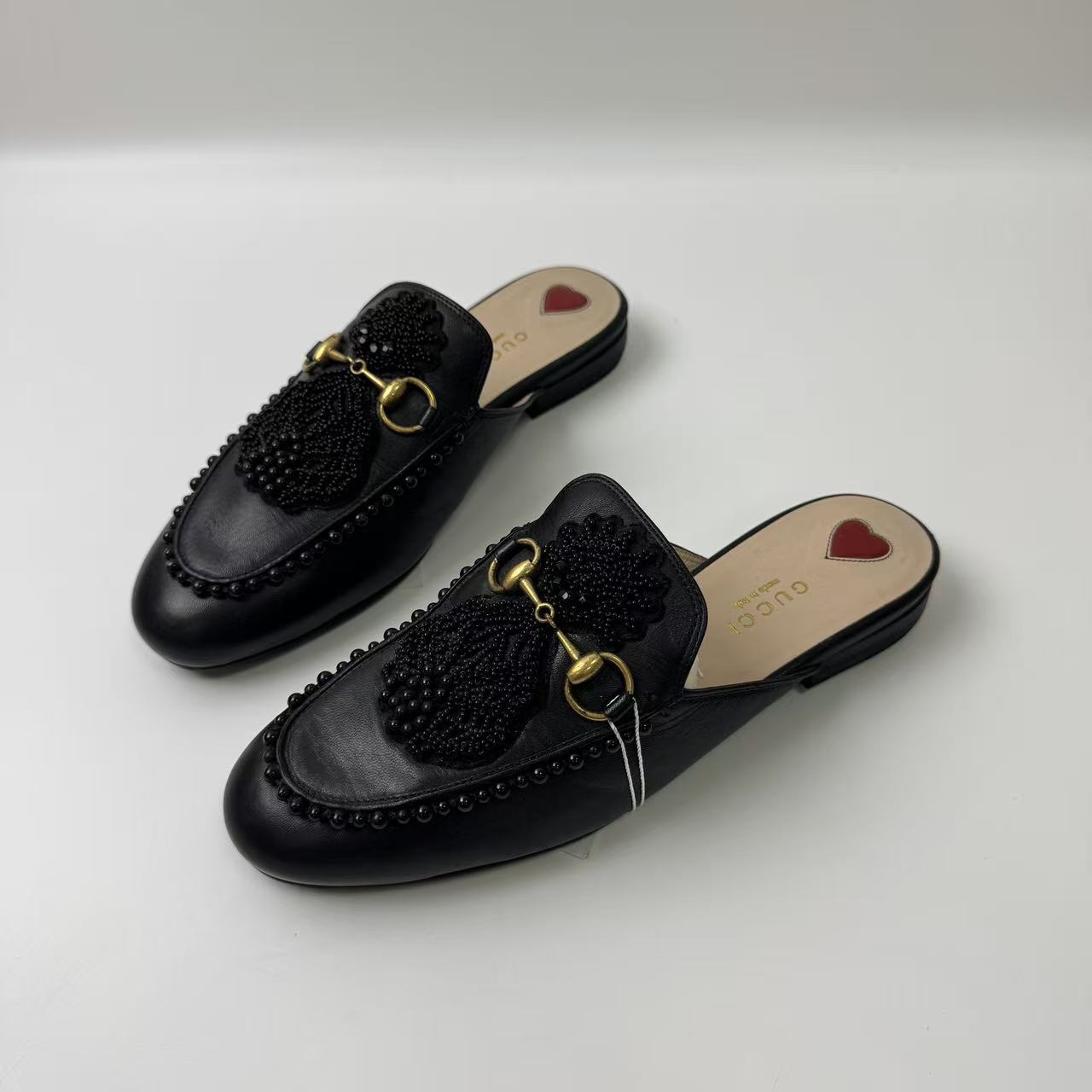95新 GUCCI/古驰 36码/仔仔女鞋/黑色金扣乐福鞋xxs1313