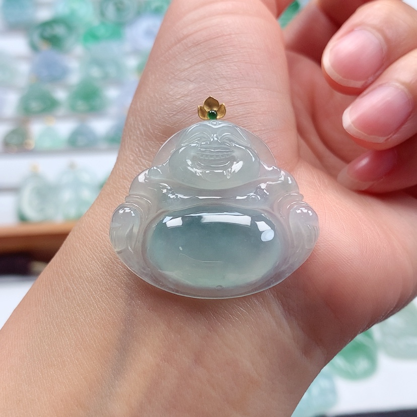 【闪购商品】翡翠吊坠(赠链)18K金镶嵌