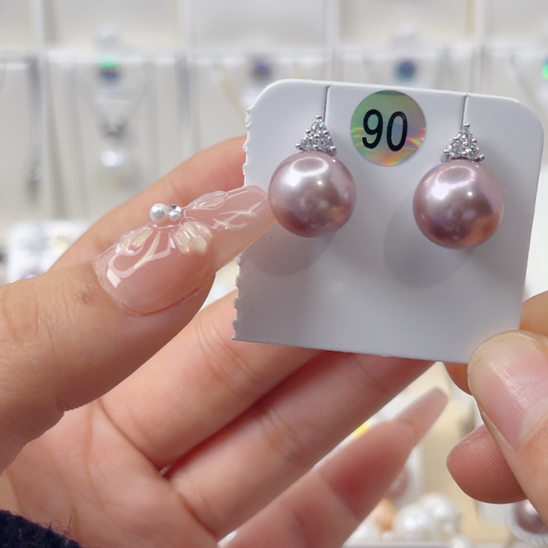 银S925镶嵌淡水珍珠耳饰