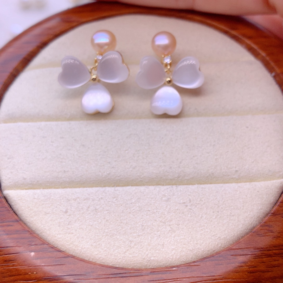 合金淡水珍珠耳饰