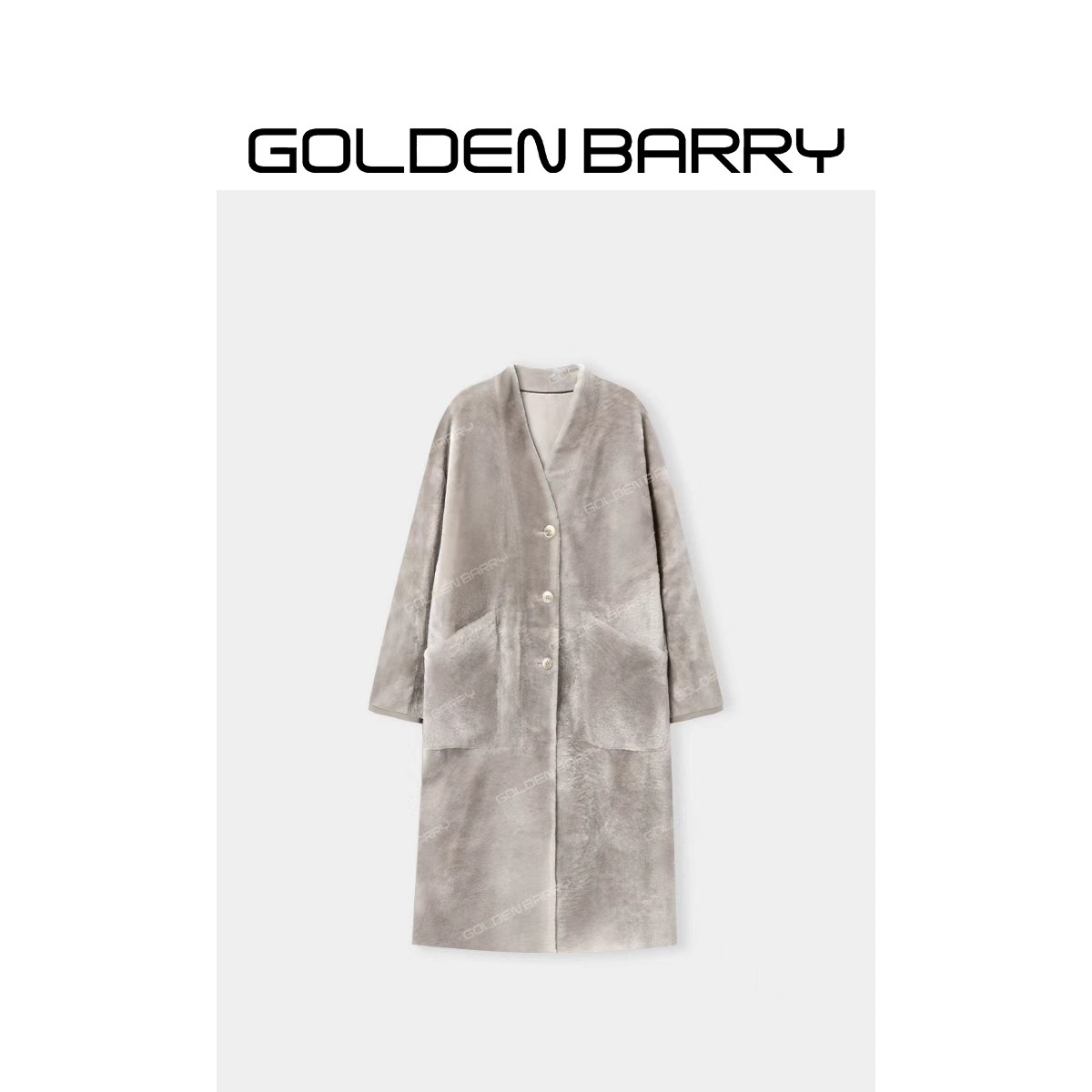 GOLDENBARRY|151035“爱尔兰奶油”V领皮毛一体外套