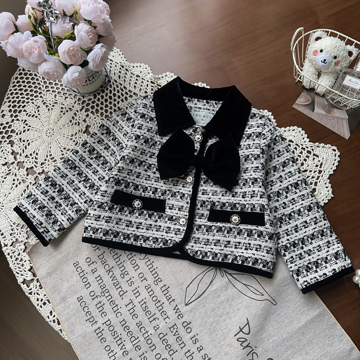 女童小香风外套春秋季新款小女孩洋气时髦长袖外套上衣AQA366